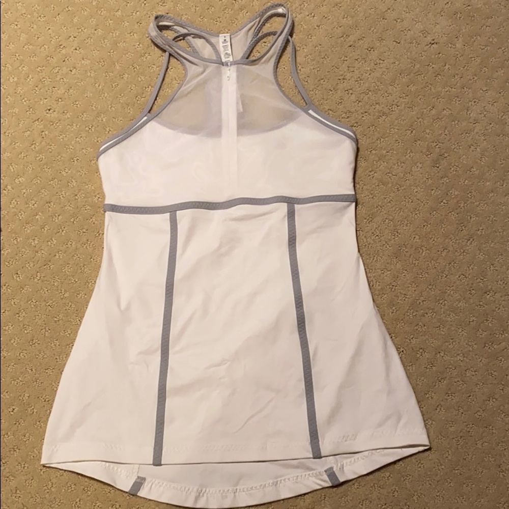 Lululemon White and Gray Athletic Tank Top